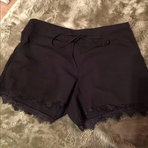 Black Lace Trim Shorts